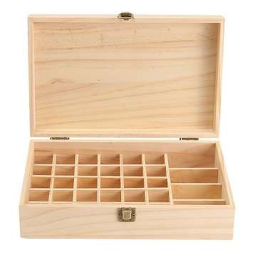34 Grids Wooden Bottles Box Container Organizer Storage for Essential Oil Aromatherapy