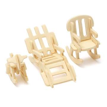 34 Pcs DIY Puzzle Miniature 1:12 Dollhouse Furniture For Dolls Mini 3D Wooden DIY Building Model Edu