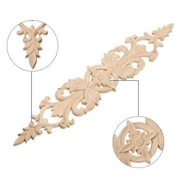 33X6cm Wood Carved Applique Onlay Carpenter Frame Decal Home Furniture Decor