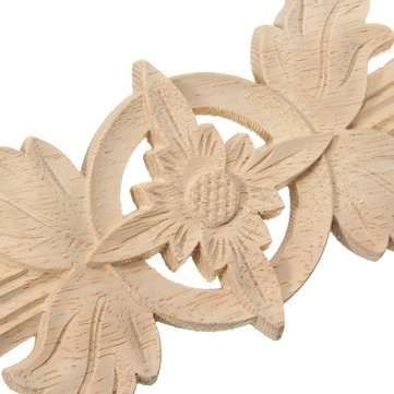 33X6cm Wood Carved Applique Onlay Carpenter Frame Decal Home Furniture Decor