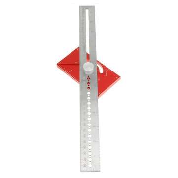 350mm Multifunctional Angle Drawing Ruler with Imperial and Metric Scale Hole Positioning Ruler Wood