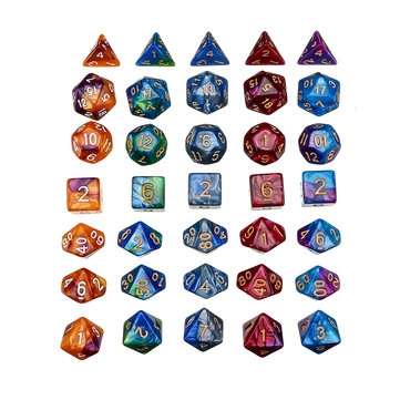 35Pcs Acrylic Polyhedral Dice Set Role Playing Game Dices Gadget for Dungeons Dragons D20 D12 D10 D8