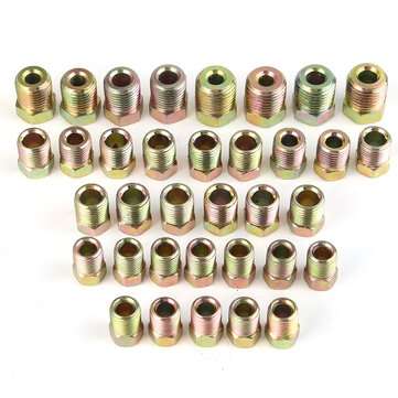 35PCS Brake Line Tube Fitting Kit Nuts For Inverted Flares 3/16`` and 1/4`` Zinc