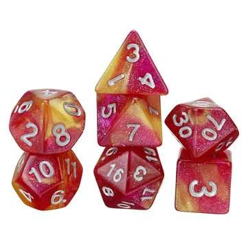 35Pcs Acrylic Polyhedral Dice 7 Colors Various Shape Dice With Bags for DND RPG MTG Role Playing Boa