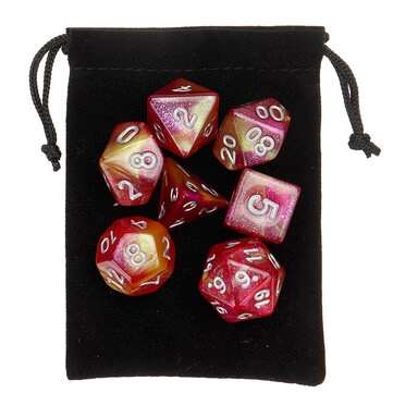 35Pcs Acrylic Polyhedral Dice 7 Colors Various Shape Dice With Bags for DND RPG MTG Role Playing Boa