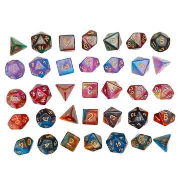 35Pcs Acrylic Polyhedral Dice 7 Colors Various Shape Dice With Bags for DND RPG MTG Role Playing Boa