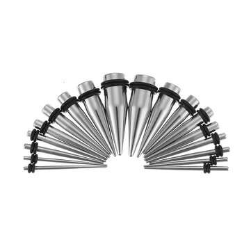 36 Pcs 1.6-10mm Taper Stretcher Piercing Ear Gauge Set Steel Tunnel Plug Expander