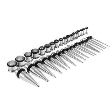 36 Pcs 1.6-10mm Taper Stretcher Piercing Ear Gauge Set Steel Tunnel Plug Expander