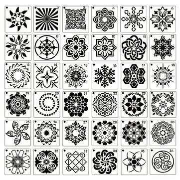 36/56Pcs Mandala Stencils Home Decoration Drawing Painting Template Rocks Wood (QUANTITY: 36PCS)