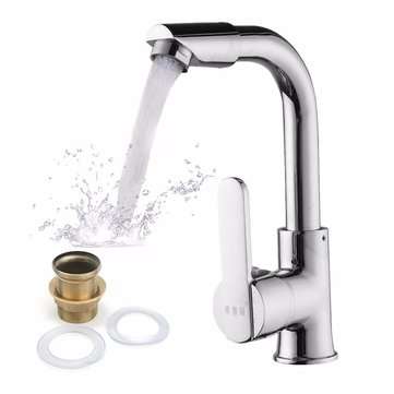 360 Chrome Faucet Kitchen Bathroom Basin Sink Hot & Cold Water Mixer Tap