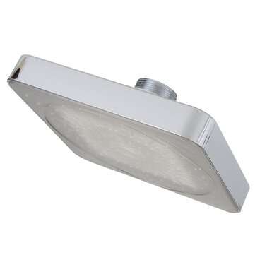 360 Adjustable 6 Inch LED Light Square Rain Shower Head Stainless Steel 3 Color Changing Temperatu