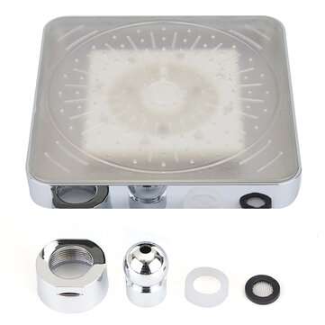 360 Adjustable 6 Inch LED Light Square Rain Shower Head Stainless Steel 3 Color Changing Temperatu