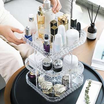 360 Degree Rotation Transparent Acrylic Cosmetics Drawer Storage Box Makeup Organizer