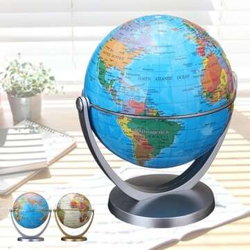 360 Dregee Rotating Globes Earth Ocean Globe World Geography Map Table Desktop (COLOR.: BLUE)