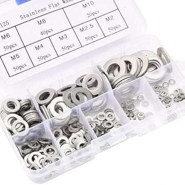 360PCS Stainless Steel Sealing Solid Gasket Washer Kit M2 M2.5 M3 M4 M5 M6 M8 M10 Sump Plug Oil for