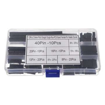 360pcs 4Pin-40Pin 2.54mm Pitch Straight Single Row PCB Board Female Pin Header Socket