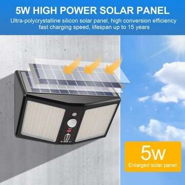 360LED Solar Light Wall Lamps 12000mAh 6 Modes Motion Sensor IP65 Waterproof Outdoor Yard Garden Str
