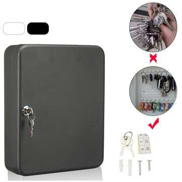 36Pcs Key Cabinet Storage Tool Box Lockable Security Metal Iron Hook Box Wall Mou... (COLOR.: WHITE)