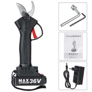 36V Cordless Rechargeable Electric Pruning Shears Secateur Low Noise Branch Cutter Scissor Trimmer W