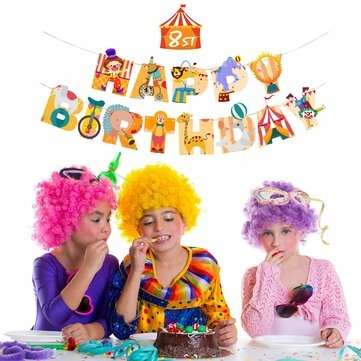37Pcs Happy Birthday Balloon Set Circus Theme Animal Shape Ballon Set Children Birthday Party Indoor