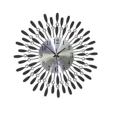 38 * 38CM JTI301A Geometric Diamond-inlaid Iron Wall Clock Wall Clock without ... (TYPE: BLACKGLASS)