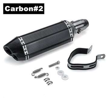 38-51mm Motorcycle Exhaust Carbon Stainless Muffler Pipe Double Air Outlet ATV (COLOR.: #2)