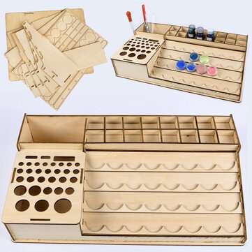 39.5x22.6x6.7cm Wooden Pigment Paint Resin Bottle Jar Rack Modular Organizer Storage Stand Holder