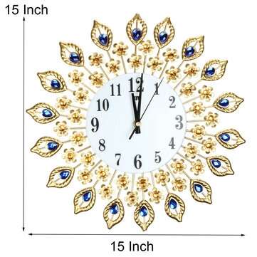 38x38cm Vintage Wall Clock Living Room Bedroom Large Clock Diamond Metal Home Decoration