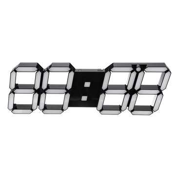 39132.2cm 3D Digital LED Wall Clock Alarm Watch Temperature Modern USB Remote ... (COLOR: BLACK)