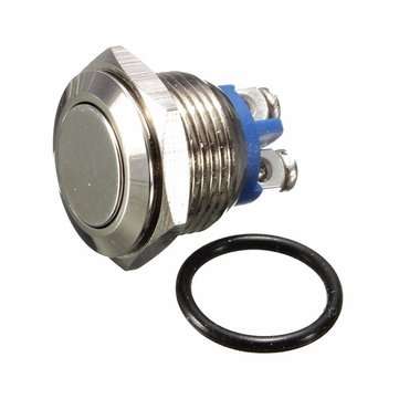 3A 250VAC 16mm Start Horn Button Metal Waterproof Push Button Switch Nickel Brass Button