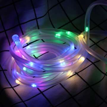39FT 100 LED Solar String Rope Fairy Light Waterproof Xmas Wedding ... (LIGHT COLOR: COLOURFULLIGHT)