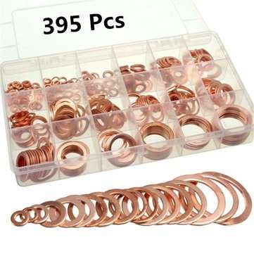 395Pc Copper Flat Ring Washer Gaskets Fitting 18 Metric Sz Electrical Automotive