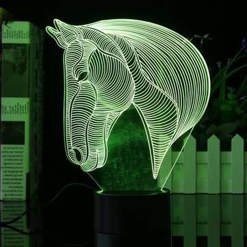 3D Art Horse Head 7 Color Changing Bulding LED Night Lamp Light Bedroom Xmas Gift