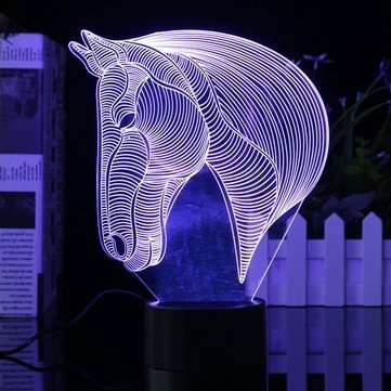 3D Art Horse Head 7 Color Changing Bulding LED Night Lamp Light Bedroom Xmas Gift