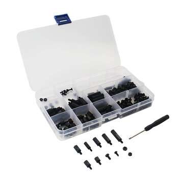 Catda 210Pcs Black Nylon Screw Nut Set M3 M2.5 Single-pass Double-pass Nylon Support Column for Ra