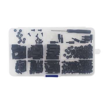 Catda 210Pcs Black Nylon Screw Nut Set M3 M2.5 Single-pass Double-pass Nylon Support Column for Ra