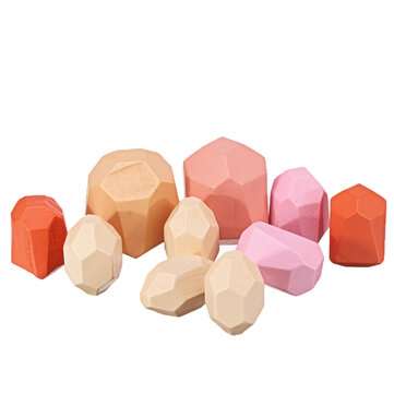 Children`s Wooden Colored Stone Jenga Building Block Toy Educa... (COLOR.: COLORFUL | NUMBER: 10PCS)