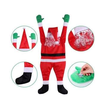 Christmas Hanging Santa Claus Costume Cloth 1.08m Santa Claus Decoration For Indoor Outdoor Windows