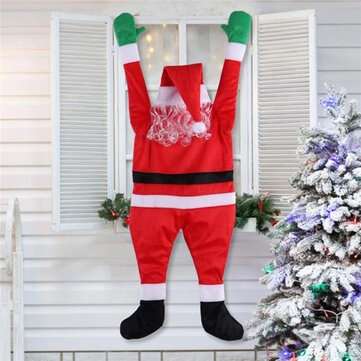 Christmas Hanging Santa Claus Costume Cloth 1.08m Santa Claus Decoration For Indoor Outdoor Windows