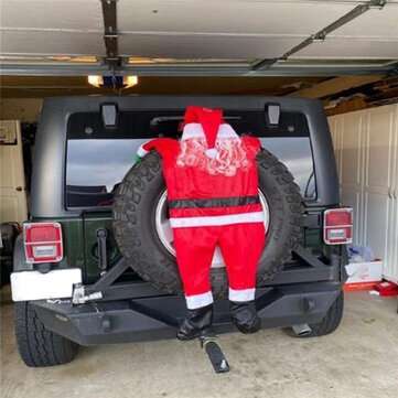 Christmas Hanging Santa Claus Costume Cloth 1.08m Santa Claus Decoration For Indoor Outdoor Windows