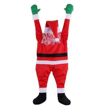 Christmas Hanging Santa Claus Costume Cloth 1.08m Santa Claus Decoration For Indoor Outdoor Windows