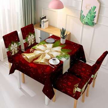 Christmas Tablecloth Chair Cover Santa Bell Navidad Ornaments Xmas De... (TYPE: TABLECLOTH150*210CM)