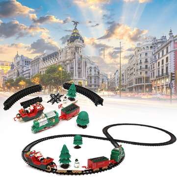 Christmas Musical Light Train Trees Box Set Carriage Kid Gift Toy Ornament Decor