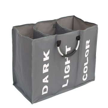 Clothes Storage Baskets Bag Laundry Hampers 94L 3 Grids Wash Dirty Removable Home (COLOR1: DARKGREY)