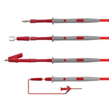 Cleqee P1503E Multimeter Test Probe Test Leads Kit with Tweezers To Banana Plug Cable Replaceable Ne