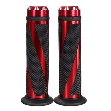 CNC Aluminum 7/8 Motorcycle Handlebar Rubber Hand Grips (COLOR.: RED)