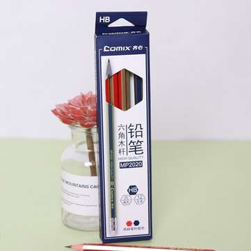 Comix MP2020 12 Pcs Wood Hexagon Pencils HB Students Pencil with Eraser Head Office School Supplies