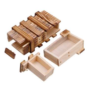 Compartment Wooden Puzzle Box Secret Drawer Brain Teaser Educational Toy Set