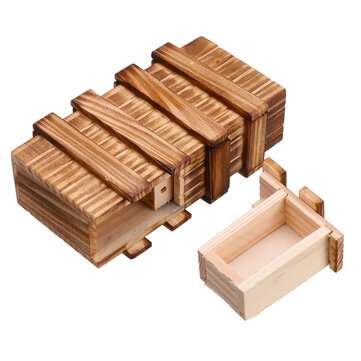 Compartment Wooden Puzzle Box Secret Drawer Brain Teaser Educational Toy Set