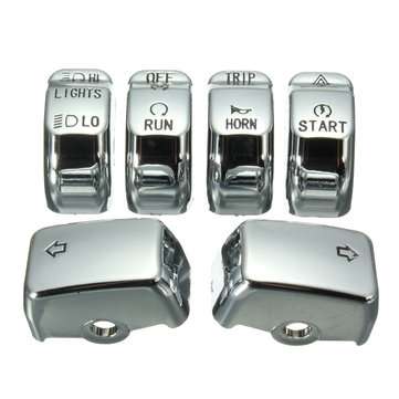 Control Switch Cap Button Cover Kit For Motorcycle Harley Dyna Softail XL (COLOR.: CHROME)